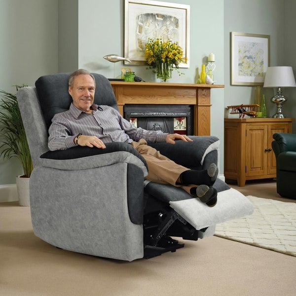 Comfy Living Two Tone Contrast Fabric Recliner Set Chair 2 Seater Sofa 3 Seater Sofa Grey