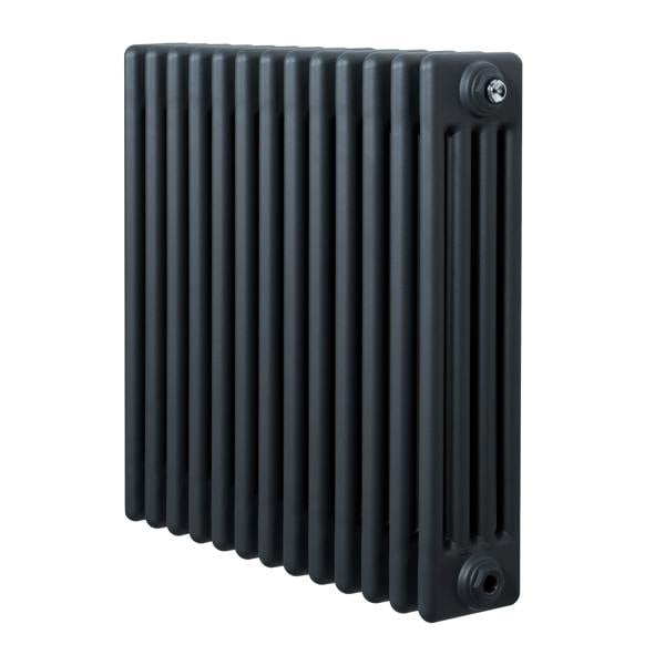 Traditional 4 column radiator in anthracite grey, featuring a sleek design with a smooth finish and vertical lines, ideal for modern interiors
