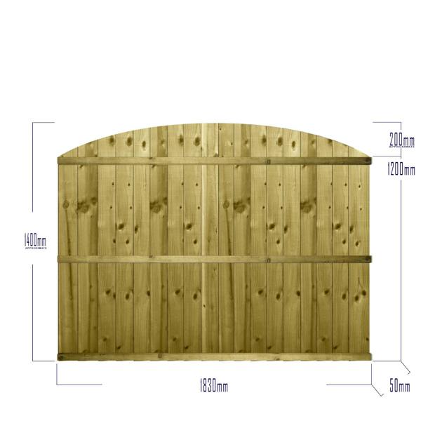 [amazon variation] dome top feather edge semi-braced fence panel [6ft x 1ft, 2ft, 3ft, 4ft] 5