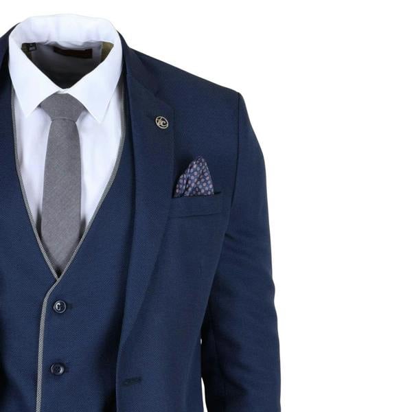 TruClothing IM49 - Men's 3 Piece Blue Tailored Fit Suit