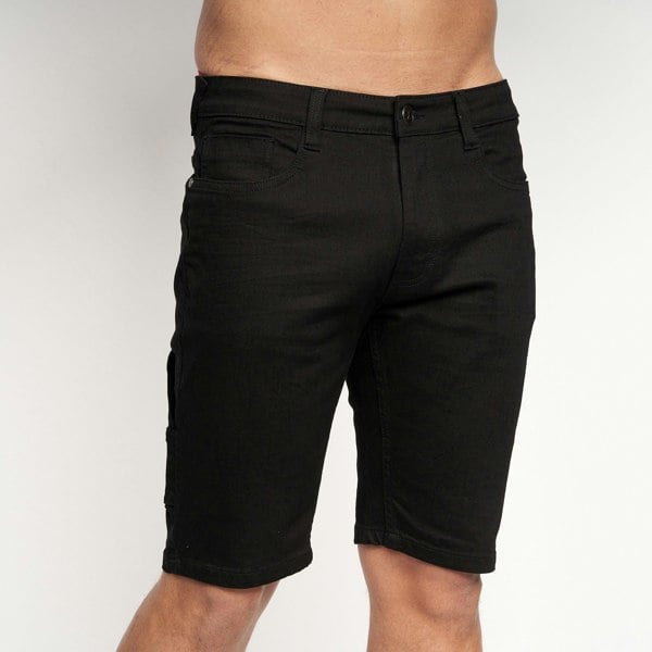 Crosshatch Carpenter Denim Shorts Black Wash