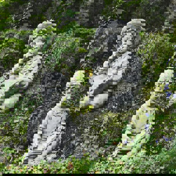 Large Reading Boy and Girl Statues in Sitting pose