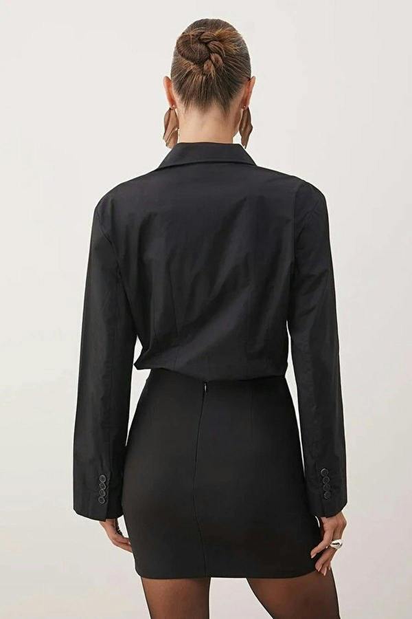 WOVCOR Woven Skirt with Slit Detail