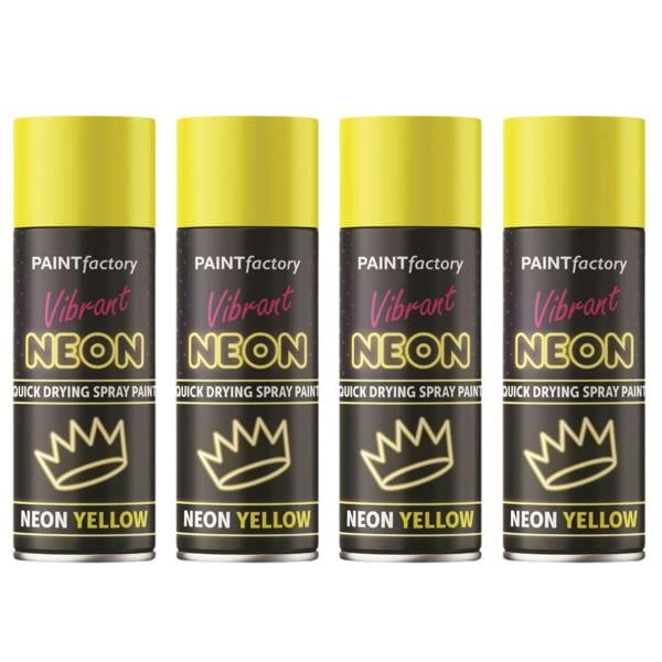 Paint Factory 4X  Fluorescent Neon Yellow Spray Paint 200ml