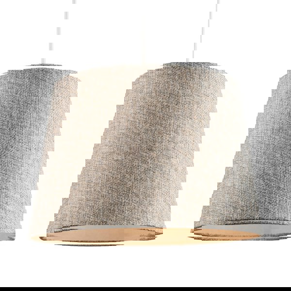 Traditional Natural Textured Linen Drum Lamp Shade in Taupe Brown Image 2