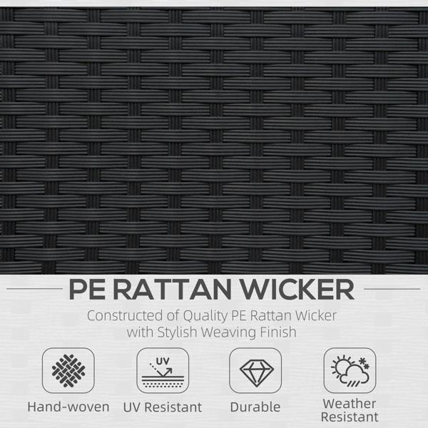 Black PE rattan wicker weave armchair with thick white padded cushion