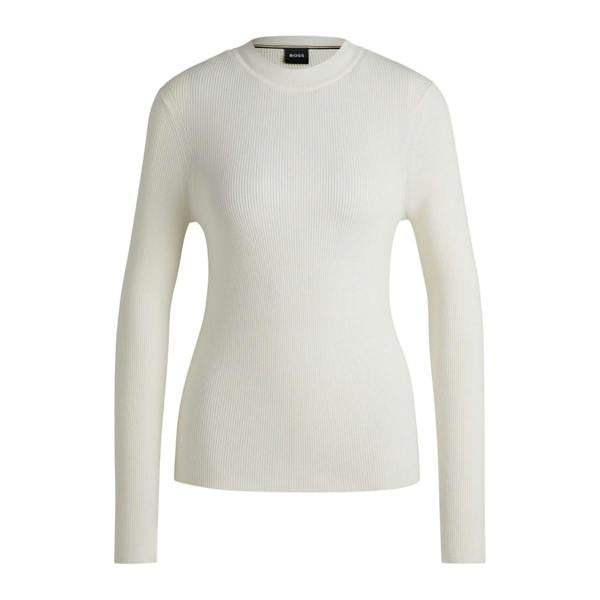 Boss Womens/Ladies Feskiera Knitted Sweater Top - White