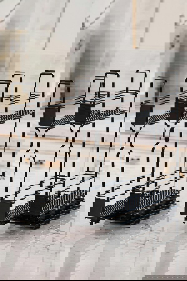 Living and Home 2-Tier&2-Row Metal Spice Rack Slide-Out Kitchen Storage Holder Shelf Cabinet Organizer