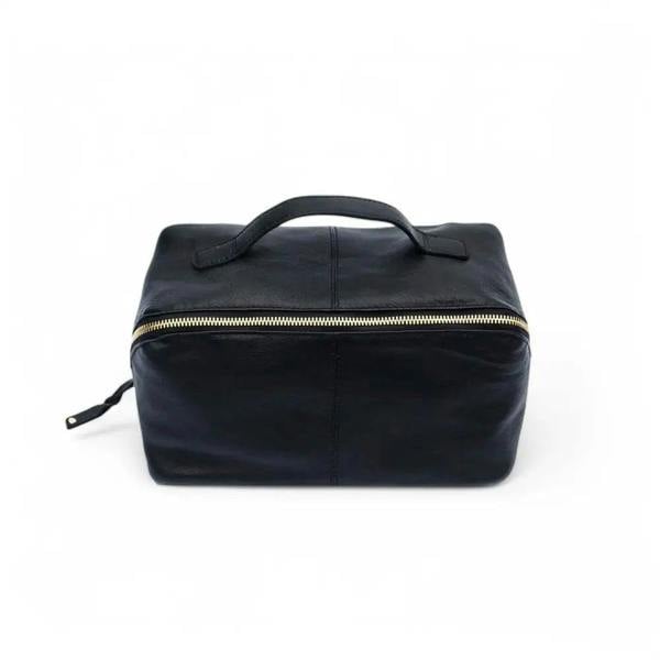 Front view of Black large makeup washbag Seville
