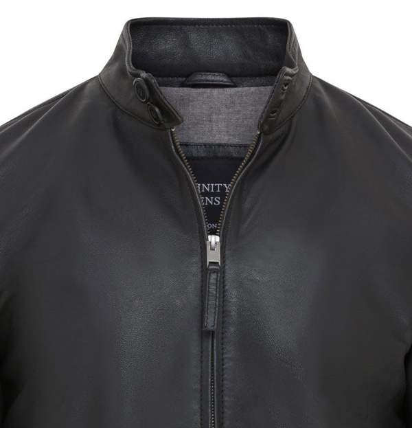 Infinity Leather Mens Black Retro Leather Bomber Jacket -  Adak