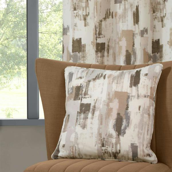 Sundour Bamford Ready Made Floral Eyelet Curtains Putty