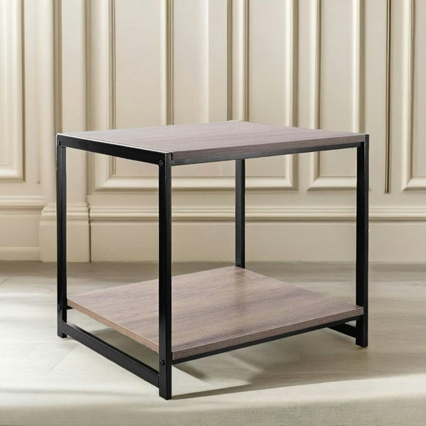 Rafaelo Mobilia Industrial 2 Tier Side Table Rustic