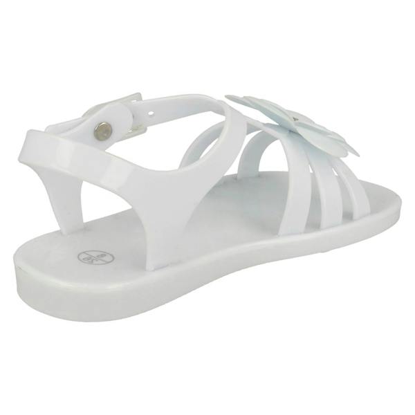 Spot On Girls Spot On Flat Strappy T Bar Flower Trim Sandal