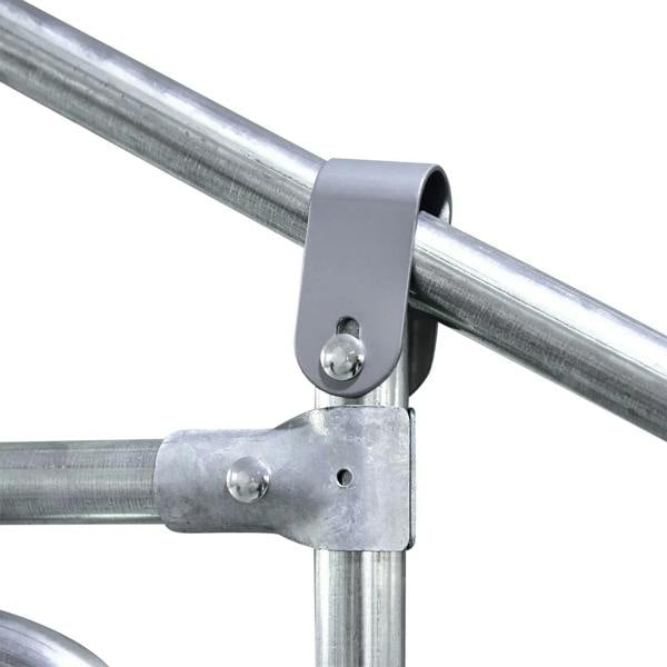 Galvanized steel tube joint and latch connector for chicken coop frame