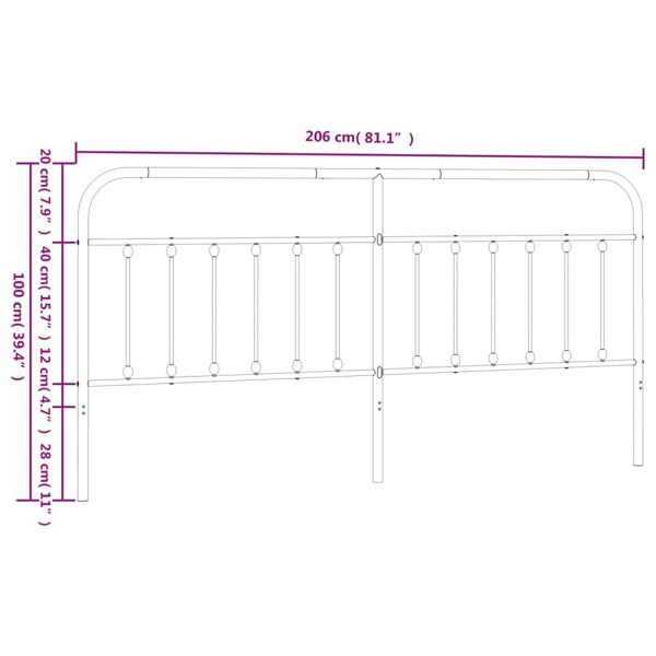 Berkfield Metal Headboard White 200 cm