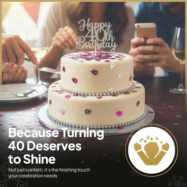 40th Birthday Pink Foil Confetti Set, Metallic Table Decoration in 1 to 5 Pack Options image 9