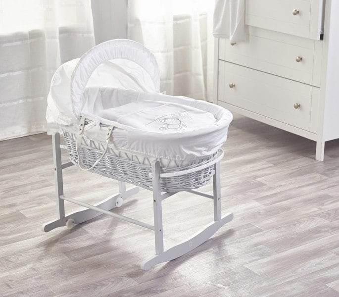 Kinder Valley White Teddy Wash Day White Wicker Moses Basket