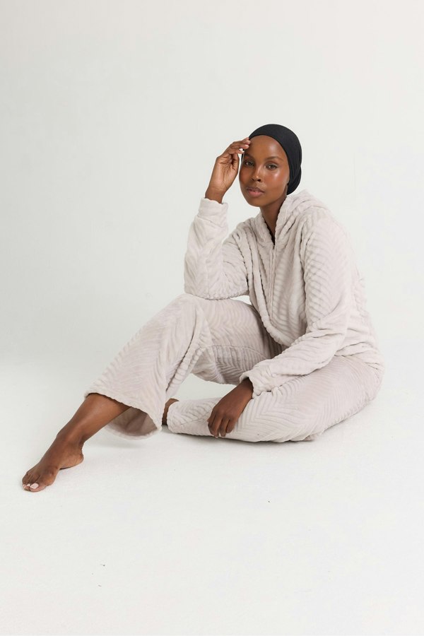 Cosy Chevron Lounge Suit in Almond - Loungewear