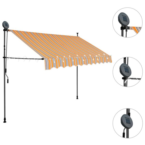Berkfield Manual Retractable Awning with LED 300 cm Yellow and Blue