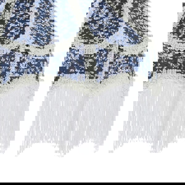 Classic Victorian Empire Lampshade in Navy Blue Cotton with Tassels Image 4