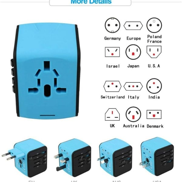 smartbies Universal Worldwide Travel Adapter with USB-C & USB-A – Fast Charging Plug for 224+ Countries