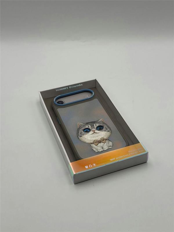 Nimmy Friends Nimmy Big Eye Cute Pet Silver Shaded Cat Case with MagSafe for iPhone 17 Air 6.5" Grey Blue -N-XDY-IP17-AIR-023