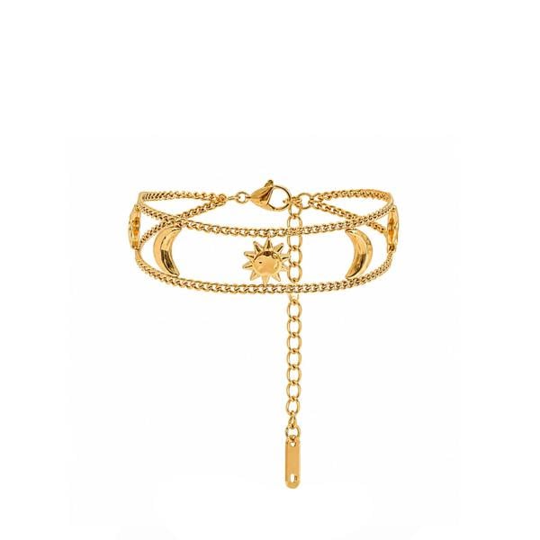 Noemi Luxe 18K Gold Plated Layered Sun & Moon Bracelet Luxe Tones
