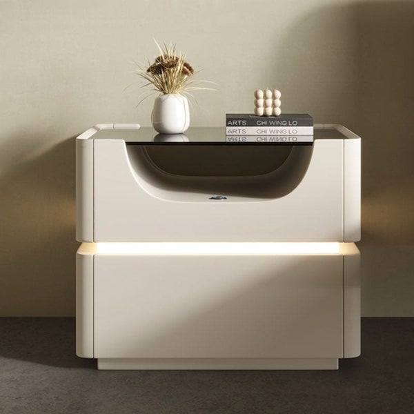 Candice Bedside Table with LED, Cream-Rit Concept-Rit Concept
