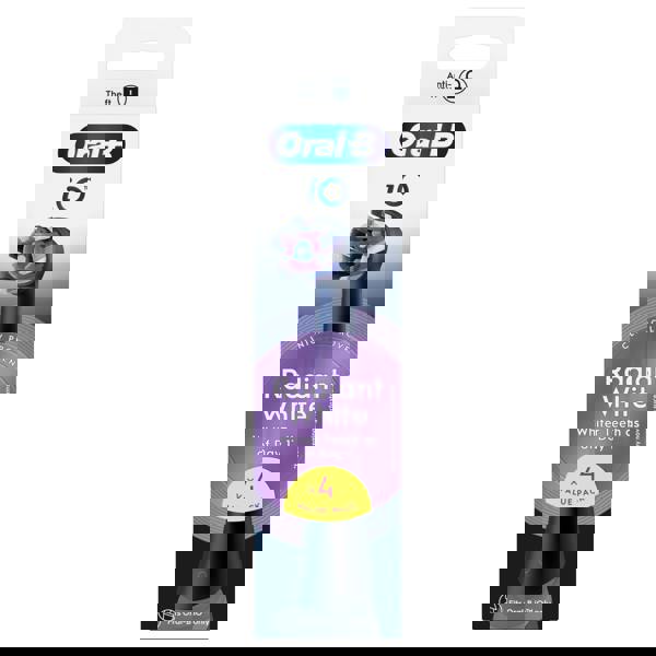 Oral-B iO Series Radiant White Black, Original Brush Heads for Teeth Whitening, 4