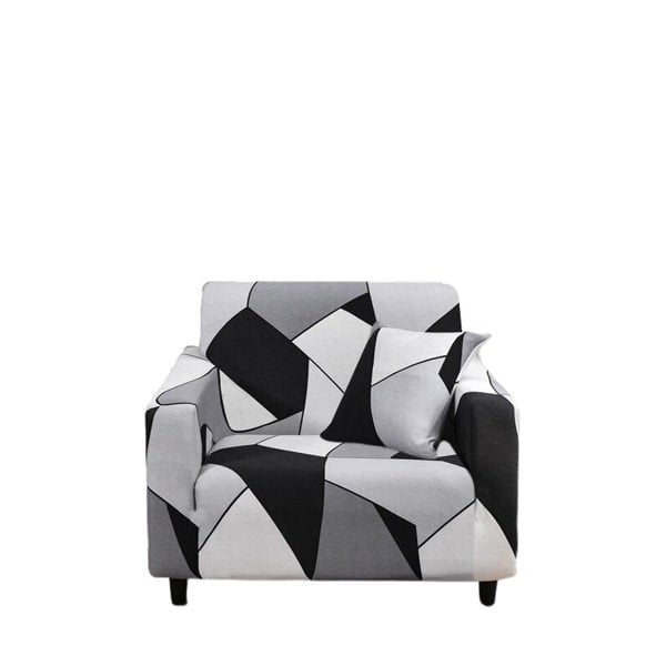 Anyhouz Anyseat Sofa Cover Black White Geometric Style 1 Seater