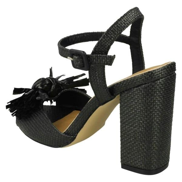 Spot On Ladies Spot On Chunky Heel Fringe Bow Vamp Sandals F10842