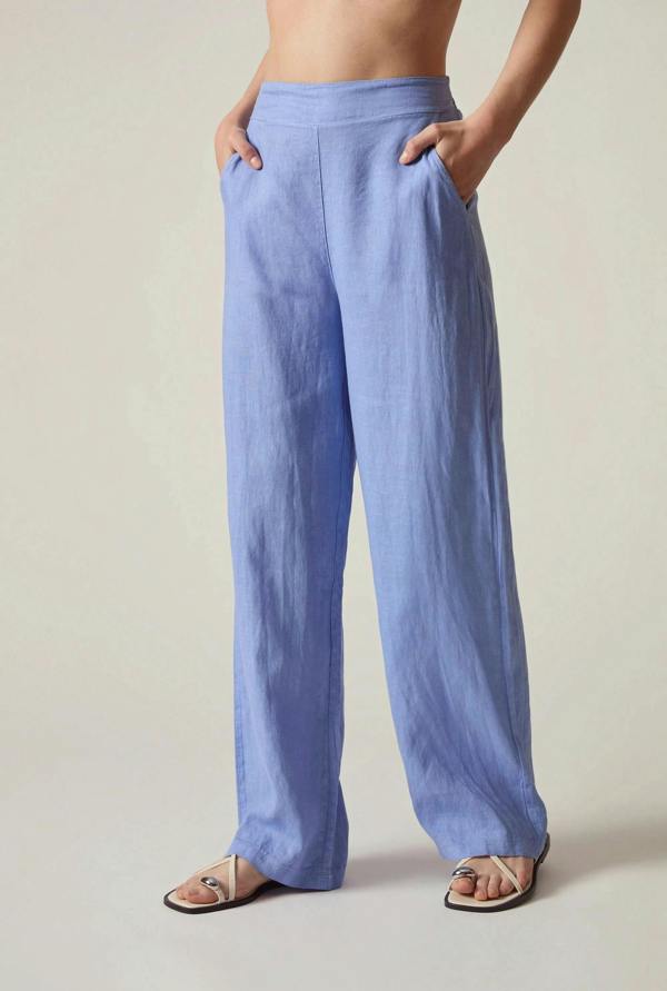 James Lakeland Relaxed Blue Linen Trousers
