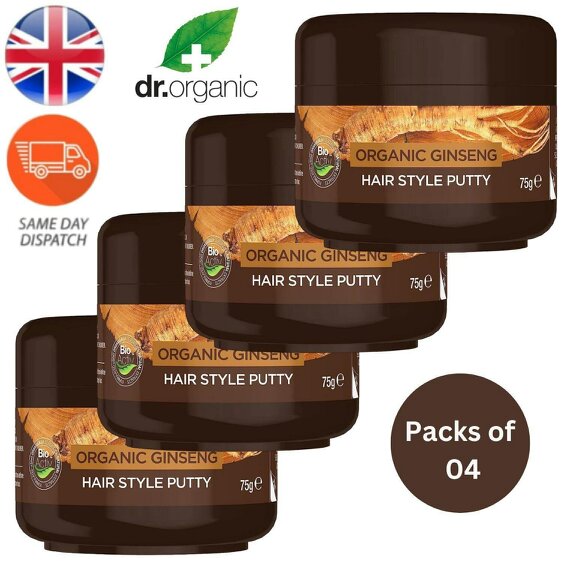 Dr Organic Dr. Organic Ginseng Hair Style Putty 75g – Pack of 1, 2, 4 or 6 - Pack of 4