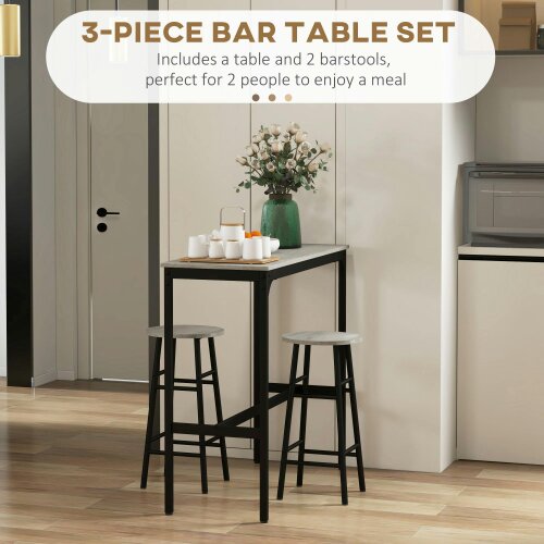 Wyld Haus Dirive Wooden Grey 3 Piece Industrial Bar Table And Stool Set