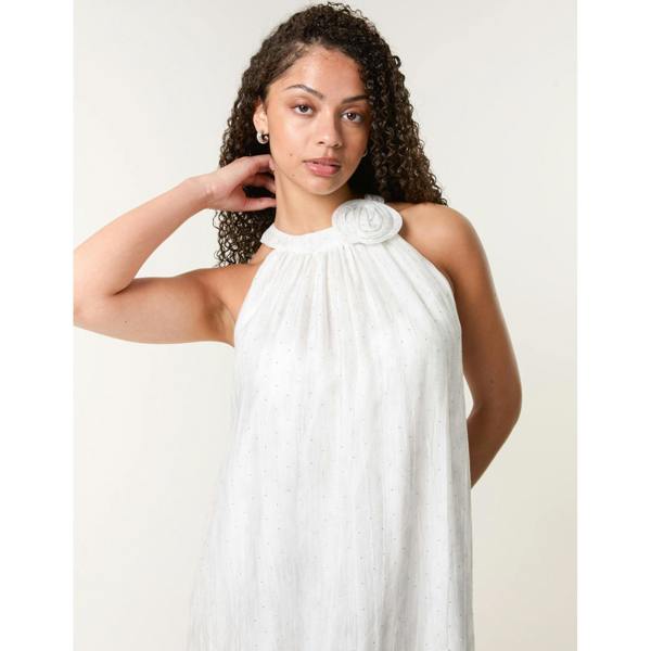 Blue Vanilla Luxe Rose Detail Halter Neck Dress