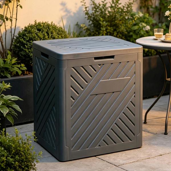 Gr8 Garden 120L Plastic Garden Storage Box Outdoor Deck Shed Cushion Utility Chest Trunk Anthracite