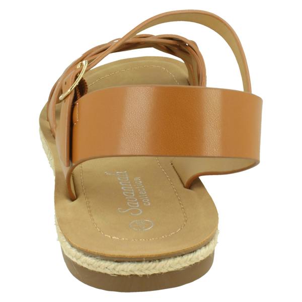 Savannah Ladies Savannah Flat Ankle Strap Sandal with Weaved Upper F00442