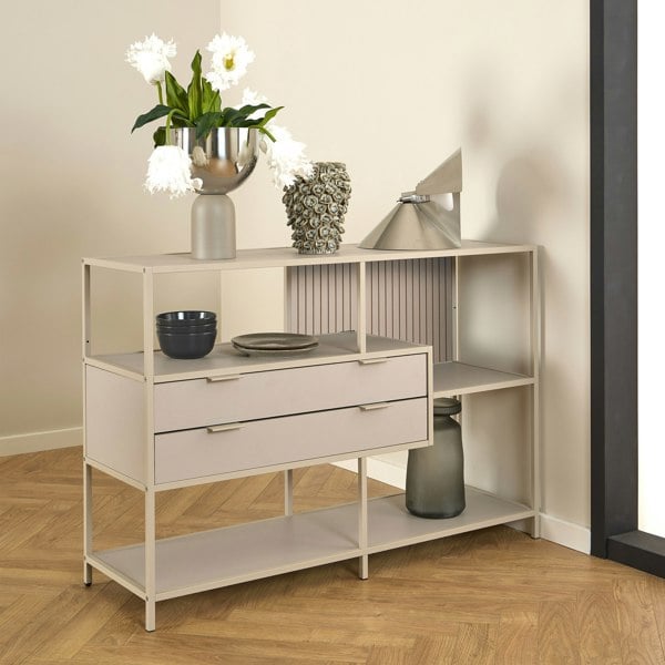 Furniture To Go Seaford Grey Storage Unit with 2 Drawers and 3 Shelves
