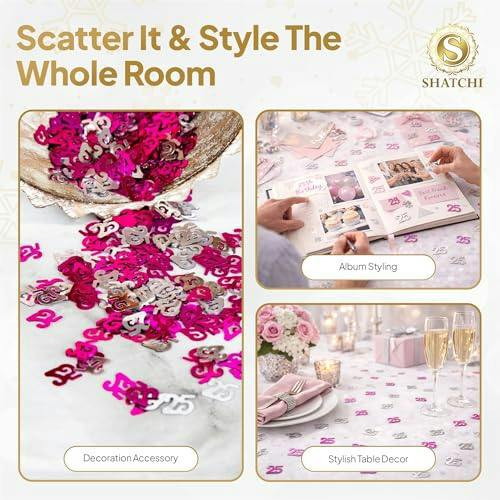 Pink and Silver 25th Birthday Confetti Table Decoration Range for Parties and Celebrations image 9