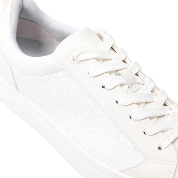 Hugo Mens Morrie Tonal Monogram Faux Leather Trainers - White - 