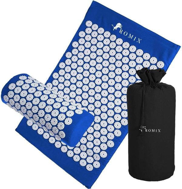 ROMIX Acupressure Mat and Pillow Set with Carry Bag, Spike Massage Mat for Back, Neck and Feet Relaxation