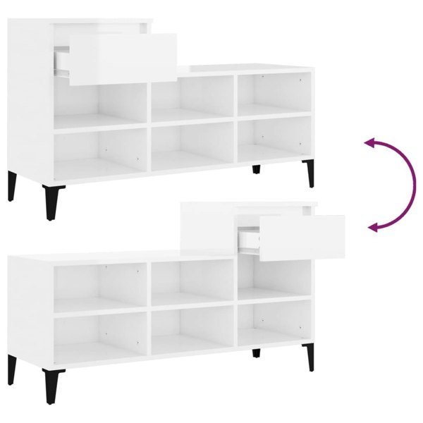 Berkfield Shoe Cabinet High Gloss White 102x36x60 cm Engineered Wood