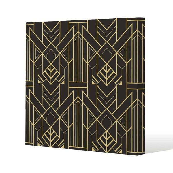 Benjamin Tate Design Golden geometric shapes Slim Style Canvas Print  75x75cm , 15mm Slim Real wood.
