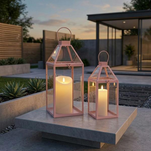 Garden Greatness Contemporary Outdoor Decorative Lanterns Set