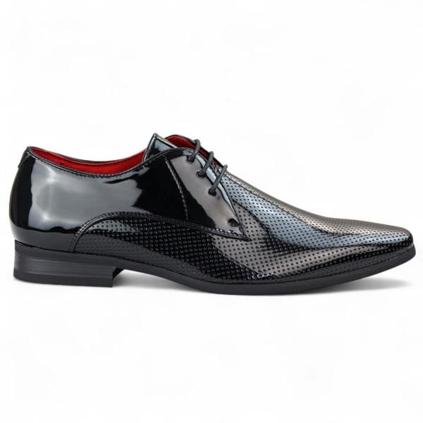 Dolcetto Men’s Pointed Toe Formal Lace Up Perforated Shoes