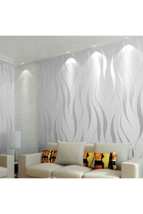 Living and Home Silver Grey 3D Curved Strip Prepasted Wallpaper