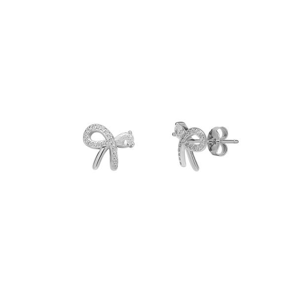 Spero London Sterling Silver Bow Tie Stud Earrings