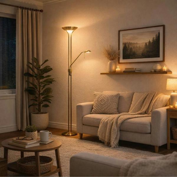 Pagazzi Lighting Poppy mother and child floor lamp antique brass