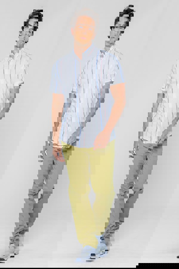 ENORSIA Stripe Short Sleeve Oxfrod Shirt