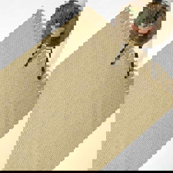 HOMESCAPES Zaphyr Natural Handwoven Jute Rug with Tassels